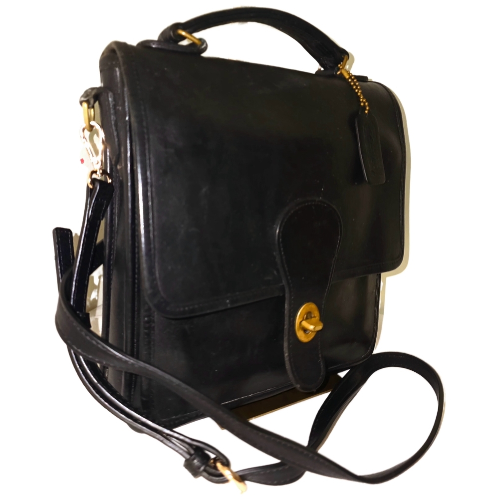 Coach Vintage Black Station  Crossbody Bag with Gold Hardware